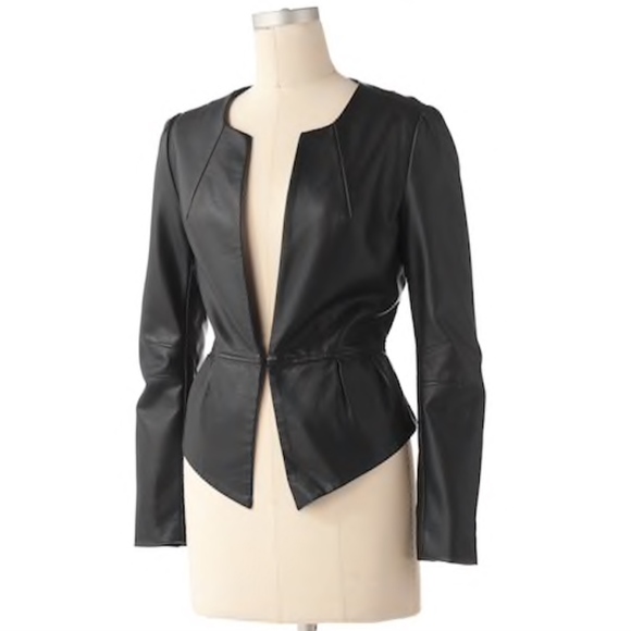 Elle Jackets & Blazers - 3/$30 Faux Leather Peplum Jacket